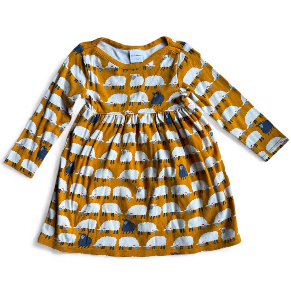 EUC Hanna Andersson Yellow Black Sheep Dress (3T/90)